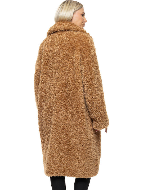 Lungă Blană de damă Camel