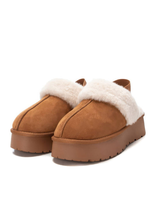 Winter Women's Slippers with Fur Brown