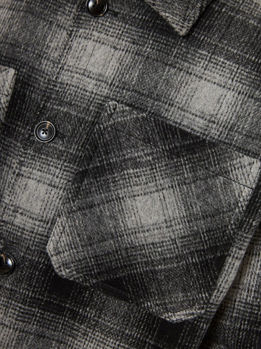 Langärmeliges Overshirt in Normale Passform Grau