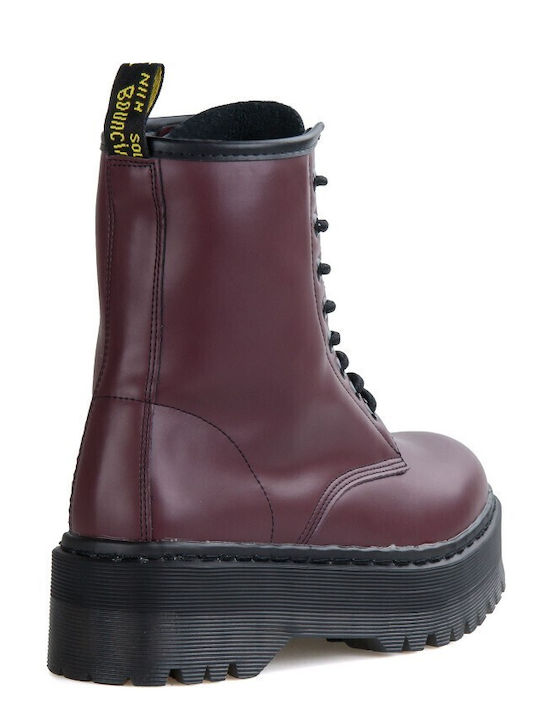 Women's Ankle Boots with Medium Heel Burgundy