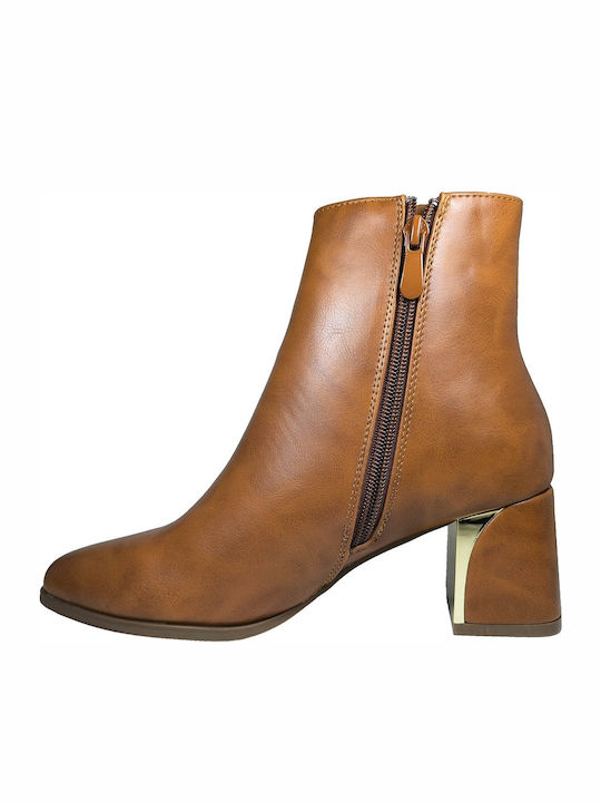 Women's Ankle Boots with Medium Heel Brown