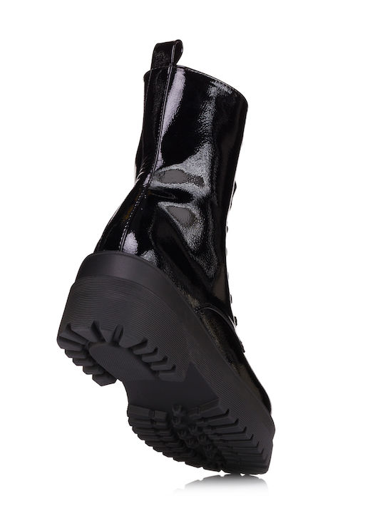 Stiefeletten Damen aus Lackleder Schwarz