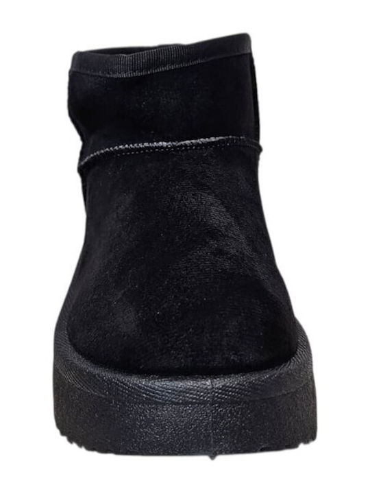 Suede Women's Ankle Boots with Fur Black