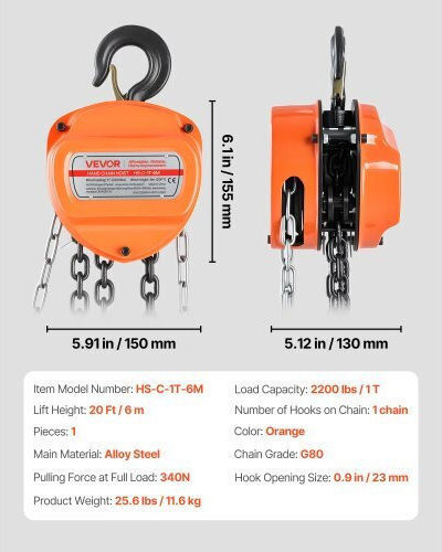 Vevor Chain Hoist Orange