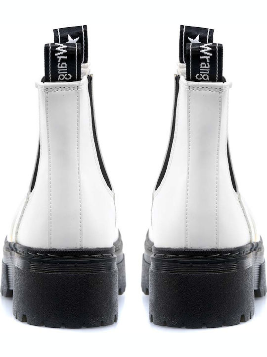 Piccadilly Leather Women's Chelsea Boots with Medium Heel White