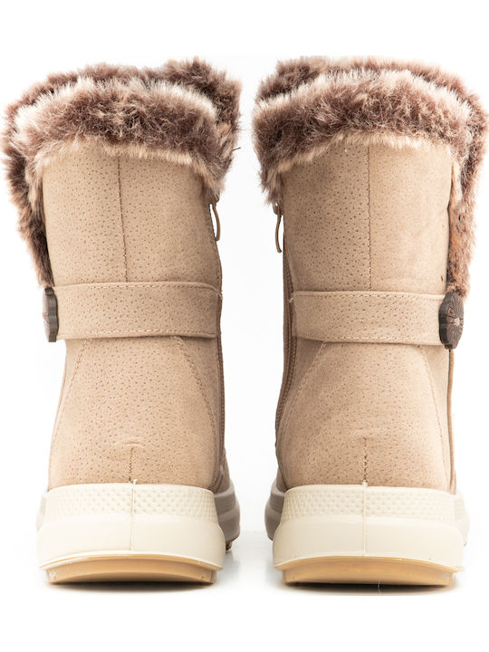 Kiona Suede Women's Ankle Boots with Fur Beige