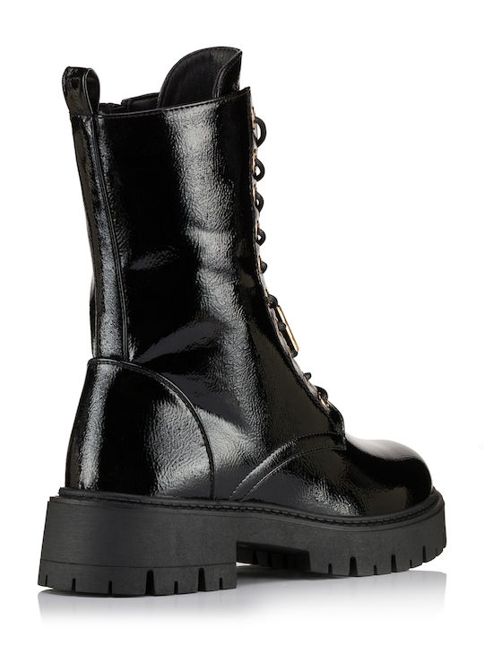Women's Patent Leather Ankle Boots Black