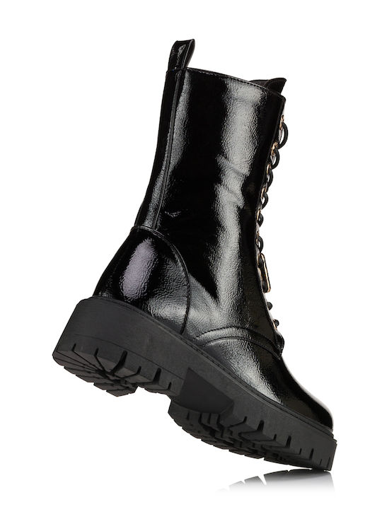 Women's Patent Leather Ankle Boots Black