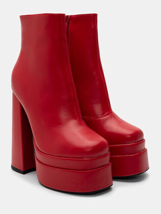Stiefeletten Damen mit Pelz Rot