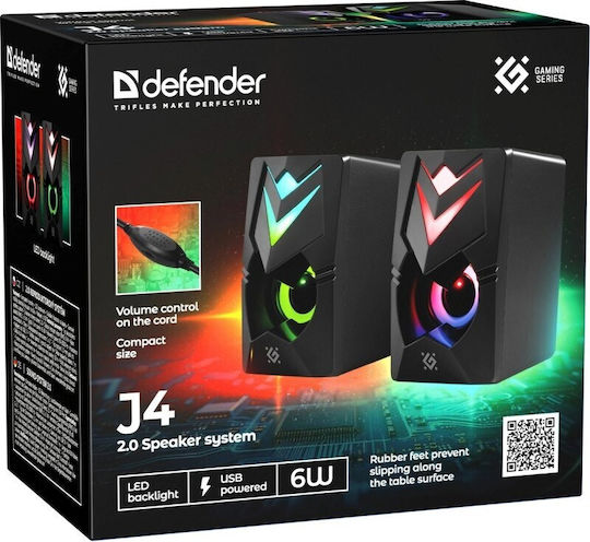 Defender J4 Ηχεία Υπολογιστή 2.0 με Ισχύ 6W Μαύρα