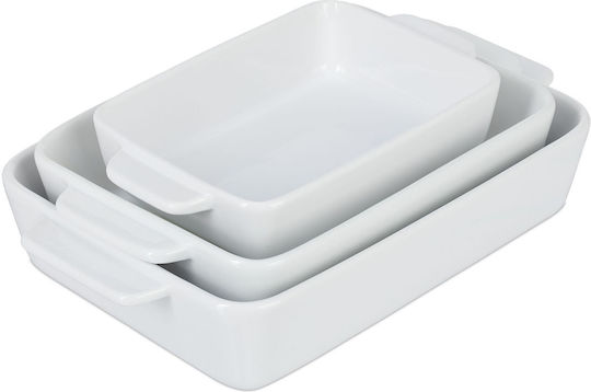 Relaxdays Rectangular Vas de Gătit Rezistent la Căldură Ceramică 600ml 3buc