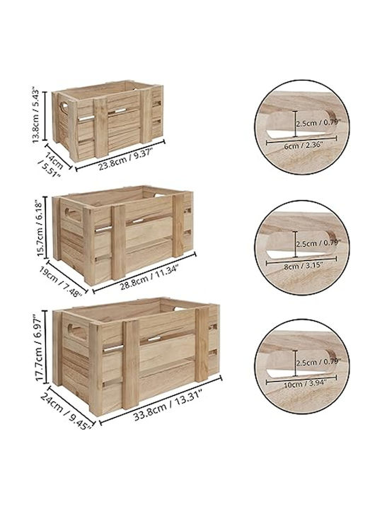 Belle Vous Aufbewahrungskorb Bamboo Braun 3Stück