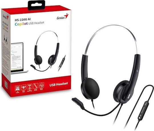 Genius HS-220U AI On Ear Căști Multimedia cu microfon și conexiune USB-A / USB-C