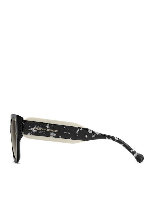 Carolina Herrera Women's Sunglasses with Black Plastic Frame and Brown Gradient Lens