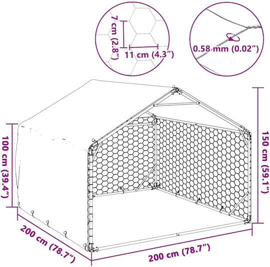 Outdoor Dog Kennel Cover 2x2x1.5 M Galvanized Steel