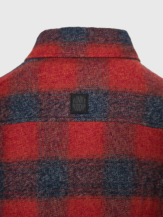 Long Sleeve Flannel Checked Red Overshirt