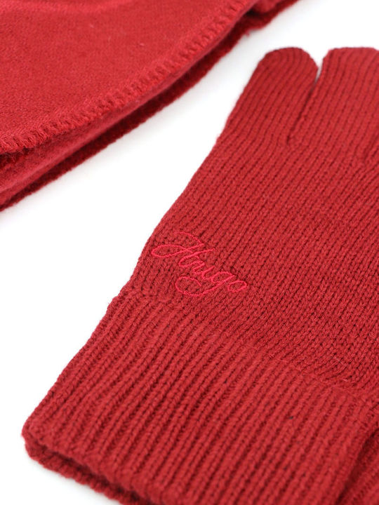 Sabryna Set with Beanie Knitted in Burgundy color