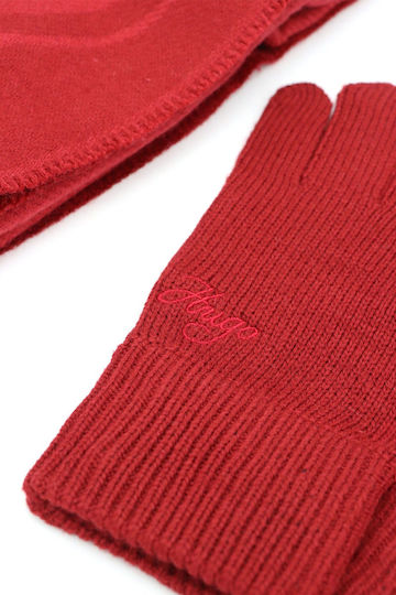 Sabryna Feminin Set cu Căciulă Tricotat în culoarea Burgundy
