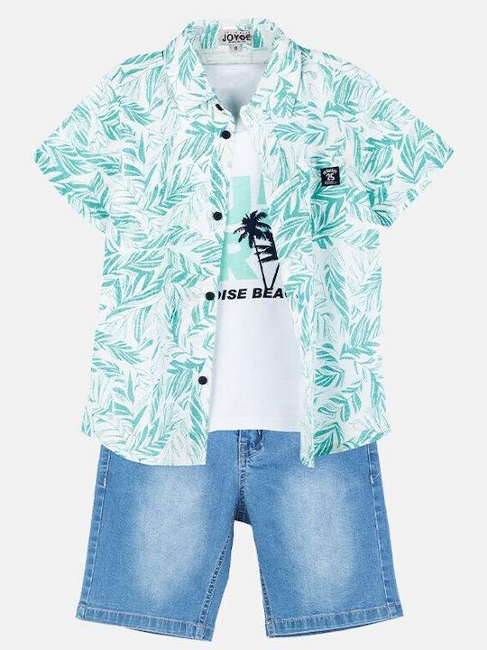 Kids' Set with Shorts Summer 3pcs Mint-white