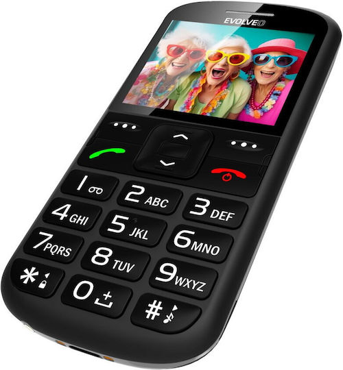 Evolveo EasyPhone XS Single SIM Мобилен Телефон с Големи Бутон Черен