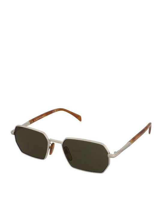 David Beckham Men's Sunglasses with Silver Metal Frame and Green Lens DB 1174/S 8JD/MT