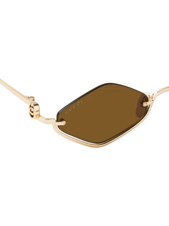 Gucci Unisex Ochelari de soare cu Auriu Cadru și Maro Lentilă GG1604S 002
