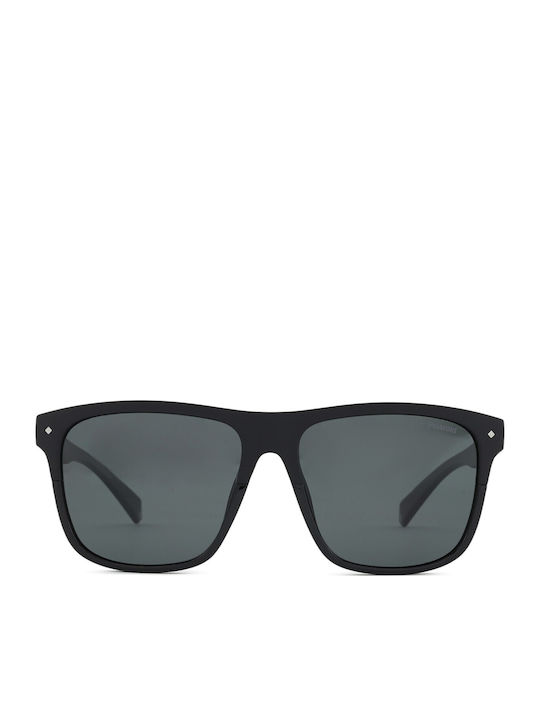 Polaroid Men's Sunglasses with Black Horn-Rimmed Frame and Grey Polarized Lens PLD6041/S 807/M9