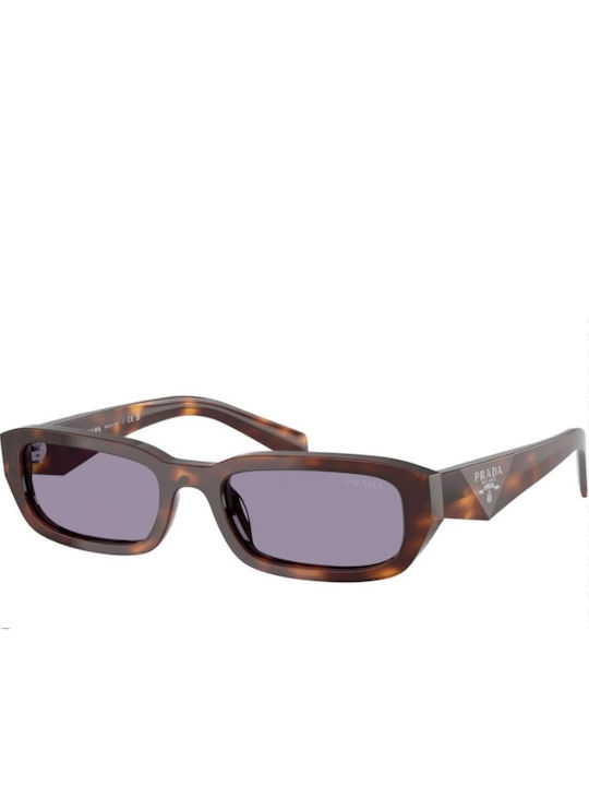 Prada Unisex Γυαλιά Ηλίου με Καφέ Ταρταρούγα Κοκκάλινο Σκελετό και Μωβ Φακό