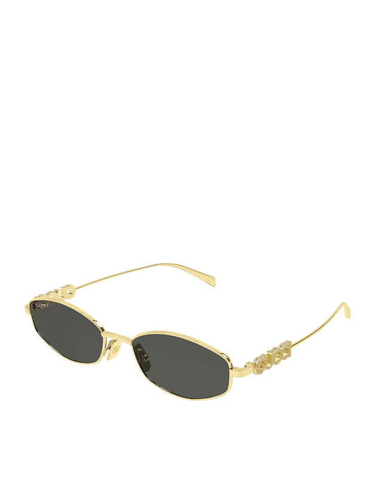 Gucci Damenträger Sonnenbrille mit Goldenem Metallrahmen und Grauen Gläsern GG1802S 001