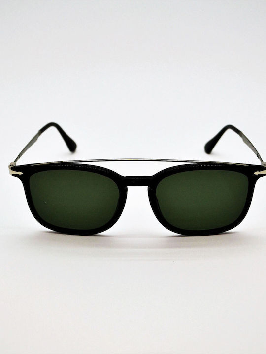 Persol Men's Sunglasses with Black Plastic Frame and Green Lens PO3173S 95/31