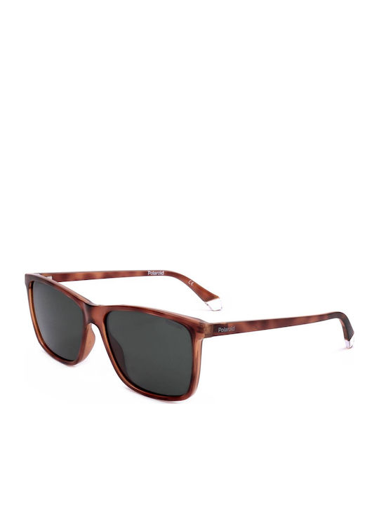 Polaroid Unisex Sunglasses with Brown Tartaruga Plastic Frame and Green Polarized Lens PLD4137/S 0UC/UC
