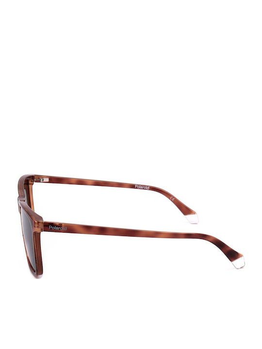 Polaroid Unisex Sunglasses with Brown Tartaruga Plastic Frame and Green Polarized Lens PLD4137/S 0UC/UC