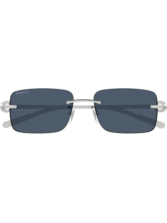 Gucci Unisex Sunglasses with Silver Metal Frame and Blue Lens GG1703S 003