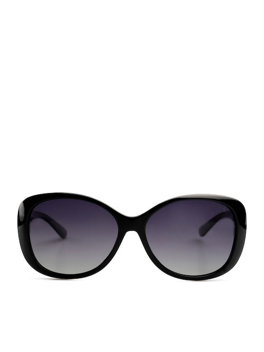 Polaroid Damen Sonnenbrille mit Schwarz Kunststoff Gestell und Schwarz Verlaufsfarbe Polarisiert Linse P8317 KIH/IX