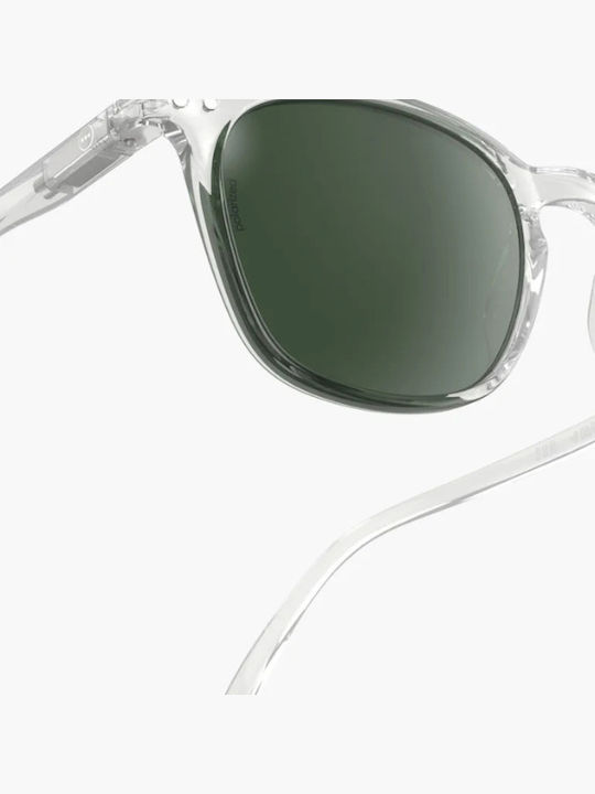 Izipizi Unisex Sunglasses with Transparent Plastic Frame and Green Polarized Lens