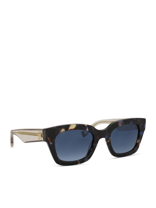 Tommy Hilfiger Women’s Sunglasses with Brown Tartaruga Horn-Rimmed Frame and Blue Gradient Lens TH2052/S 1ZN/08