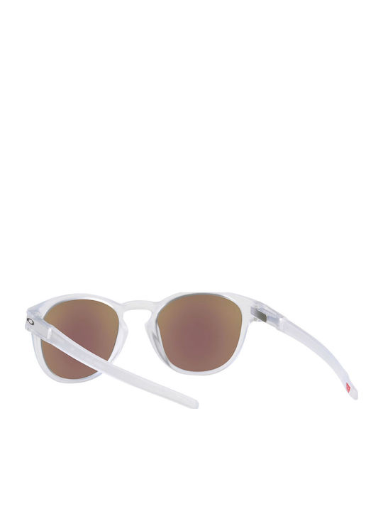 Oakley Latch Herren Sonnenbrille mit Weiß Kunststoff Gestell und Blau Polarisiert Spiegel Linse OO9265-65