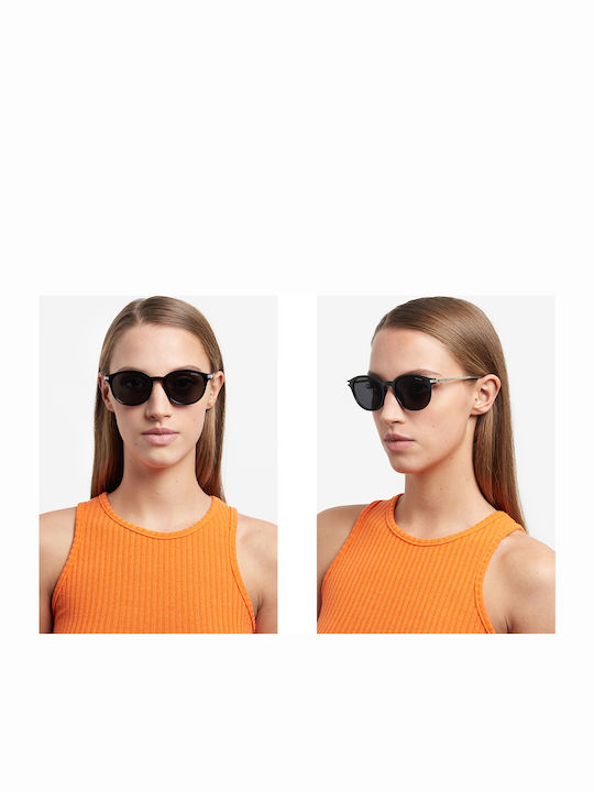 Polaroid Unisex Sunglasses With Black Horn-Rimmed Frame And Grey Polarized Lens PLD4148/G/S/X 807/M9