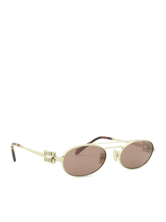 Unisex Sonnenbrillen mit Gold Metallischer Rahmen und Braune Spiegel Gläser