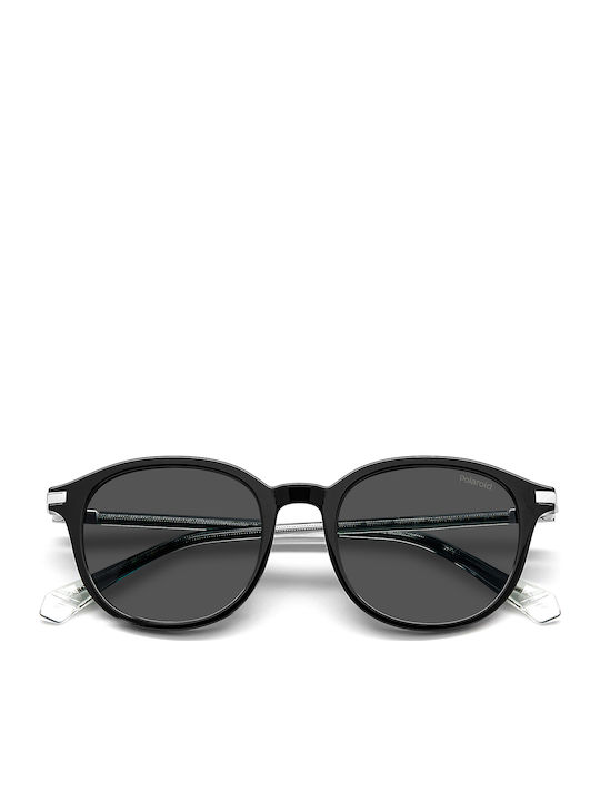 Polaroid Unisex Sunglasses With Black Horn-Rimmed Frame And Grey Polarized Lens PLD4148/G/S/X 807/M9