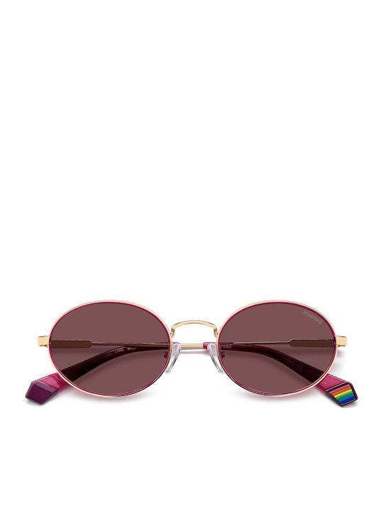 Polaroid Damen Sonnenbrille mit Gold Metall Gestell und Lila Linse PLD6228/S/X LTA/KL