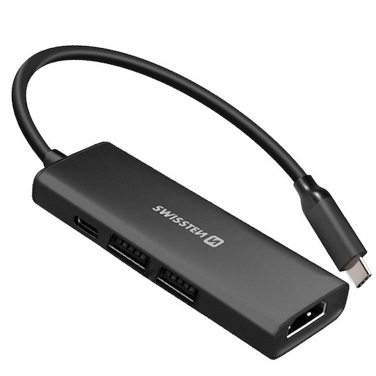 Swissten USB C Hub 4 in 1 USB-C Docking Station with HDMI 4K PD Black