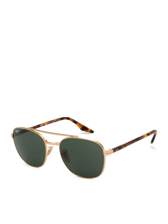Ray Ban Унисекс Слънчеви Очила с Златен Метален Рамка и Зелени Стъкла RB3688 001/31