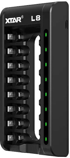 XTAR USB Зарядно 8 за батерии Ni-MH Размер AA/AAA в Черен цвят