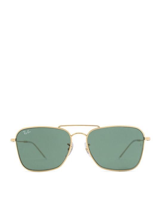Ray Ban Caravan Reverse Unisex Γυαλιά Ηλίου με Χρυσό Μεταλλικό Σκελετό και Πράσινο Φακό RB0102 001/VR