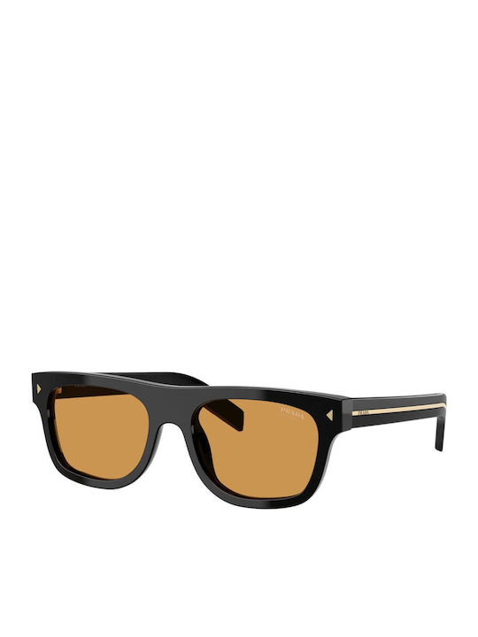 Prada Unisex Γυαλιά Ηλίου με Μαύρο Κοκκάλινο Σκελετό και Καφέ Φακό