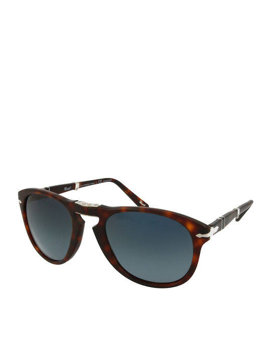 Persol Steve McQueen Мъжки Слънчеви Очила с Кафяв Костенурков Пластмасов Рамка и Сив Преливащ Лещи PO0714SM 24/S3