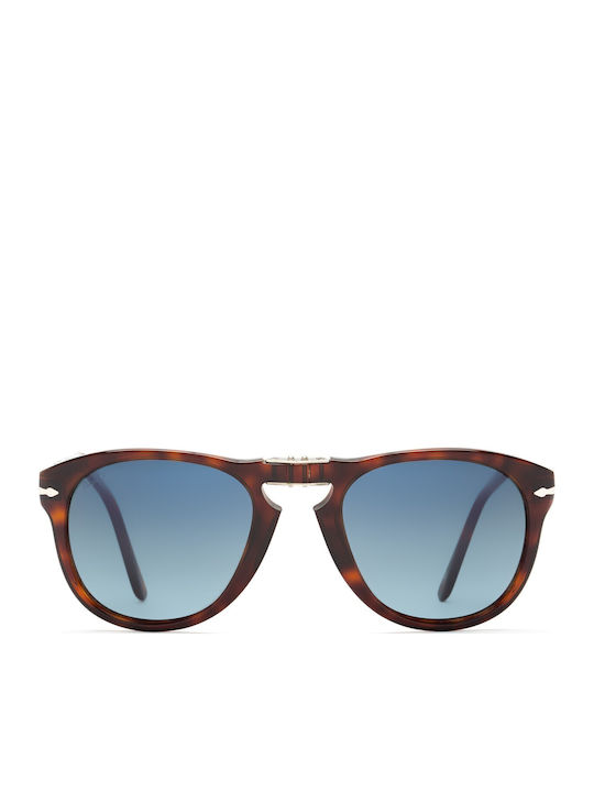 Persol Steve McQueen Мъжки Слънчеви Очила с Кафяв Костенурков Пластмасов Рамка и Сив Преливащ Лещи PO0714SM 24/S3
