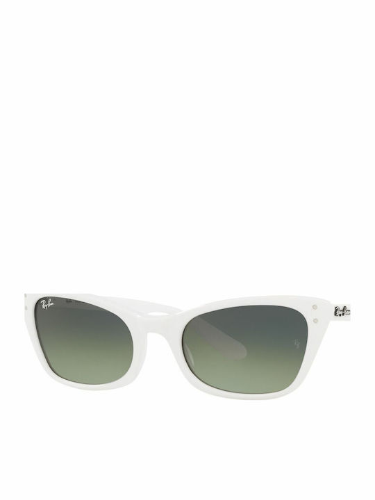 Ray Ban Lady Burbank Women's Sunglasses with White Plastic Frame and Green Gradient Lens RB2299 975/BH