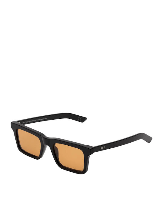 Retrosuperfuture 1968 Unisex Sunglasses with Black Plastic Frame and Orange Lens